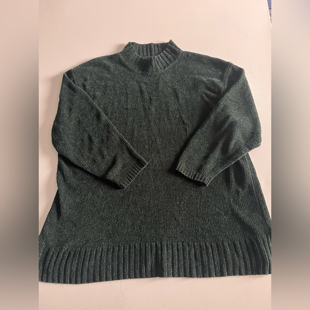 Vintage Mock Neck Chunky Sag Harbor Emerald Green Knit Sweater 2X